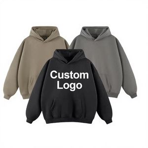 Sudaderas con Capucha Bordadas de Poliéster y Algodón para Hombre, Color Beige, Estilo Casual, Corte Holgado, Manga Larga, Cómodas y a la Moda - Product Image 1