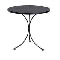 Table basse ronde minimaliste en métal avec plateau en bois, lignes épurées, design simple et durable pour salon moderne