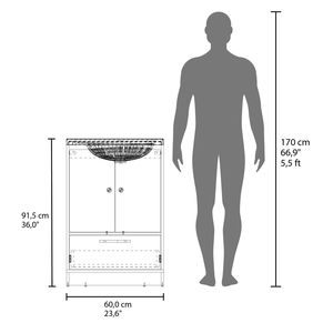 Mobile bagno freestanding Sinclair in Wengue con lavabo, due ante e cassetto inferiore - Product Image 4
