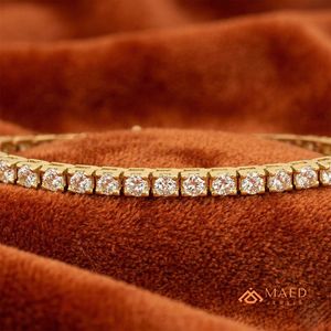 Pulsera de Moissanita para Mujer, Brazalete de Oro con Cadena Fina, Joyería de Moda, Piedra Redonda, Accesorios Elegantes, Estilo Moderno - Product Image 2
