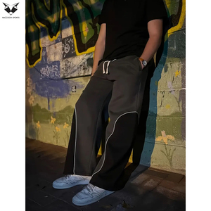 Men's Color Blocked Sweatpants, <b>Drawstring</b> Casual Fashion Streetwear Baggy Sweat Pants, Relaxed Fit Cotton Blend <b>Trousers</b> - Product Image 5