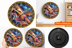 Horloge murale promotionnelle Shree Radha Krishna avec décor énergétique positif pour la Saint-Valentin et le Nouvel An - Product Image 2