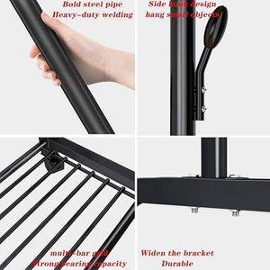 Minimalist Metal <b>Clothing</b> <b>Rack</b> With Wheels 4-Tier Storage Shelf <b>Standing</b> Wardrobe Organizer Multifunctional Design - Product Image 2