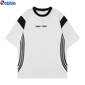 Customize Front Men's Plus Size T-<b>Shirt</b> Streetwear Contrast Stitch <b>Patchwork</b> Short Sleeve Regular Fit Unisex 100% Cotton - Product Image 5