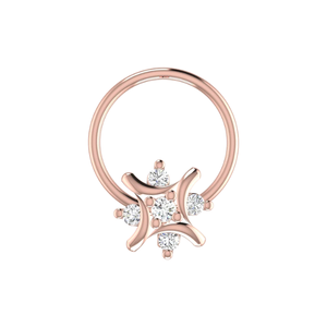 Piercing de Nariz Étnico para Mujer, Diseño de Pétalos Curvos en Oro de 14K, Corte Brillante Redondo de 0.055ct - Product Image 2