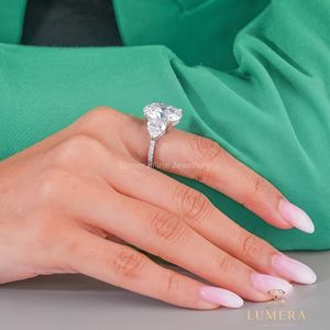 Three Stone Oval Cut Lab Grown Diamond <b>Ring</b> White Gold Plated Engagement Wedding Anniversary Party Promise <b>Ring</b> - Product Image 5