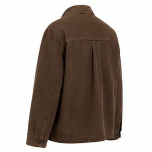 Custom Brown Workwear <b>Jacket</b> With Logo Embroidery Personalized Unisex Button Up Utility <b>Jacket</b> Streetwear Casual Outerwear - Product Image 5