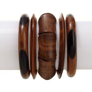 Brazaletes Tradicionales Ecológicos de Madera para Mujer con Patrones Culturales, Joyería Étnica India Hecha a Mano, Accesorios de Moda para Diwali - Product Image 3