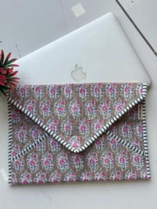 Vintage Bohemian Floral Thread <b>13</b> <b>Inch</b> Cotton Quilted Foldable Durable <b>Laptop</b> Sleeve Comfortable Zipper Travel <b>Case</b> Customized - Product Image 4