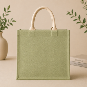 Sac fourre-tout en jute laminé avec fermeture à bouton, poignée en corde de coton, réutilisable, sac de shopping, sac cadeau personnalisé avec logo, marque AMANI - Product Image 5