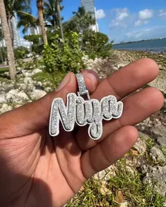 จี้เพชรโมอิสซาไนต์ทรงกลม 3 กะรัต ชื่อสั่งทำได้ สำหรับผู้ชาย ชุบทองคำขาว 14K - Product Image 4