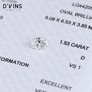D'vins Jewels ห้องปฏิบัติการเต็มไปด้วย1.5กะรัตความชัดเจน VVS2เพชรทรงวงรีเจียระไน - Product Image 5