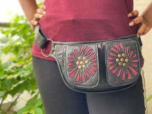 New Classic Handmade Real Genuine Leather Waist Bag with Adjustable <b>Belt</b> Unique Western <b>Festival</b> Fanny Pack Hip Waist Thigh Bags - Product Image 3