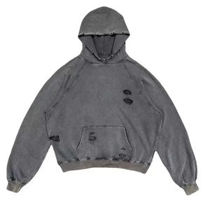 Sweat à capuche zippé surdimensionné et épais, brodé, personnalisé, pour l'hiver, délavé à l'acide, effet usé et décoloré par le soleil - Product Image 5