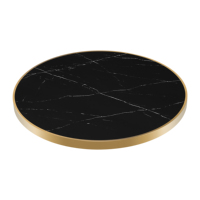 Tables de restaurant modernes en acier inoxydable rondes non pliables pour café et salon de thé - Noir/Blanc, faciles à nettoyer et durables