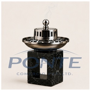 Luxury Natural Black Marble Incense Burner With Metal Cover Modern <b>Decorative</b> Bakhoor Oud Burner Mubkhar For Home Hotel <b>Decor</b> - Product Image 1