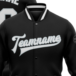Veste universitaire pour homme en sublimation, 100 % polyester, style décontracté, veste de baseball avec bordure côtelée et poches avant - Product Image 2