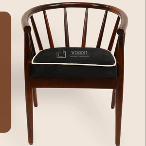 Modern Windsor-Style Barrel Chair 100% Solid Wooden Dining Chair For Hotels With Velvet Seated Cushion Spindle Back Accent Chair - Product Image 1