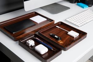 ถาดไม้วอลนัทแบบซ้อนได้ ดีไซน์โมดูลาร์ ถาดจัดเก็บอเนกประสงค์ ทำด้วยมือ คุณภาพระดับเชิงพาณิชย์ สำหรับจัดเลี้ยง พกพาสะดวก - Product Image 4