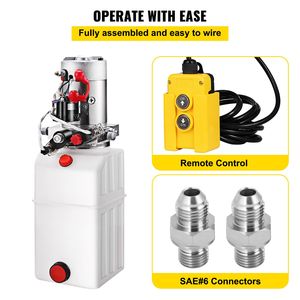 Nuova Unità di Potenza Idraulica da 6 Quarti con Pompa a Doppio Effetto DC12V e 6 Porte SAE per Camion Ribaltabile e Rimorchio - Product Image 4
