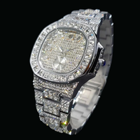 Montre unisexe décontractée à quartz en acier inoxydable avec moissanite 41 mm