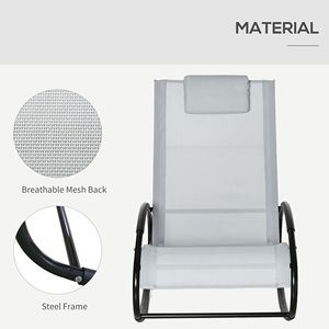 Sdraio a dondolo grigia Backyard Bliss per esterni con poggiatesta, cuscino in olefin e telaio in alluminio per comfort e relax - Product Image 6