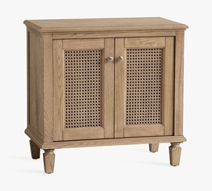 Classic Wood and Rattan <b>Cabinet</b> with Dual Doors Elegant Design Durable Build Perfect for Living Room and Bedroom Storage - Product Image 1
