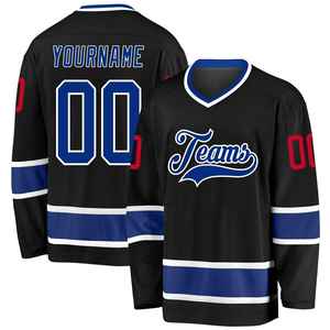 Custom Ice Hockey Jersey Men's Black V-Neck Full Sleeve Embroidery Team Name Logo Moisture Wicking <b>Athletic</b> Fit - Product Image 5