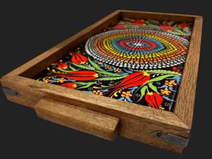 Plateau en bois imprimé série artistique, plateau imprimé en bois illustré pour la décoration créative de la maison, plateau de service en gros - Product Image 4