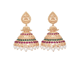 Trendy Gold Plated Pearl Drop Jhumka Earrings for Party and Gift - Product Image 2
