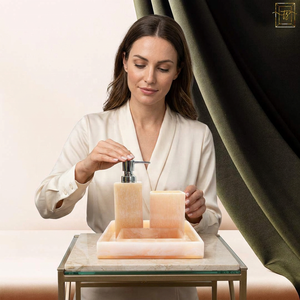 Collection artisanale classique en résine, ensemble de salle de bain cinq pièces avec porte-savon, distributeur, anti-odeur, écologique, facile à nettoyer - Product Image 1