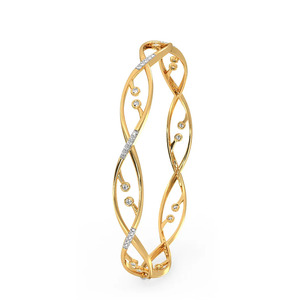<b>Infinity</b> Twist Gold Bangle with Bezel Set Round Lab Grown Diamonds - Product Image 2