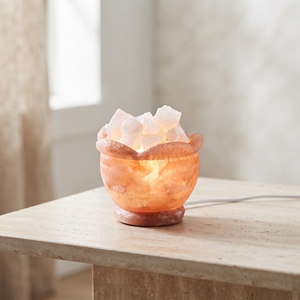 Lámpara de Sal Rosa del Himalaya Hecha a Mano con Cristales Blancos, Decoración Natural para el Hogar - Product Image 3