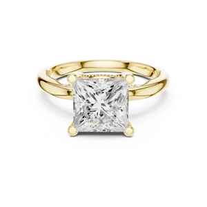 Bague Statement Unisexe en Or Véritable avec Diamant de Laboratoire Rond Taille Princesse et Halo Caché - Product Image 1