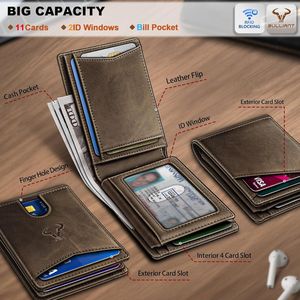 Men's <b>RFID</b> Blocking Slim Leather <b>Wallet</b> with 11 Slots Front Pocket Card Holder Giftable Accessory - Product Image 3