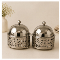Casserole de Luxe Moderne en Acier Inoxydable avec Couvercle Dôme Découpé au Laser, Écologique et Isolée, Idéale pour Buffets de Mariage et Fêtes