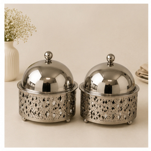 Casserole de Luxe en Acier Inoxydable avec Design Découpé au Laser et Couvercle Dôme pour Buffet de Mariage et Maintien au Chaud des Aliments - Product Image 3