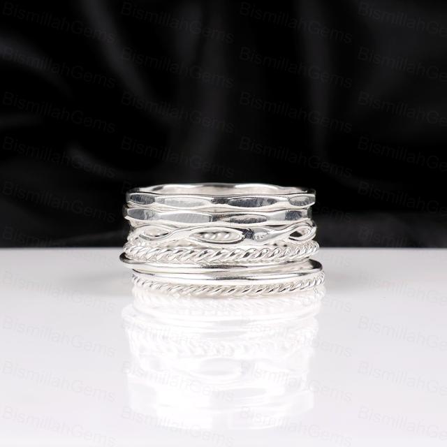 925 Sterling Silver Spinner Assorted Floral Geometric Pattern Wide Fidget Rings Anti Anxiety Meditation Band Vintage Jewelry