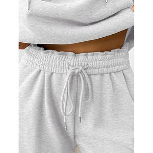 Survêtements décontractés pour femmes en polaire polyester/coton, à manches longues, respirants, à capuche et taille élastique, style automne personnalisé - Product Image 6