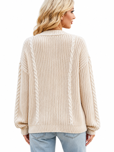 AL SWANS INTERNATIONAL Autumn Crew <b>Turtleneck</b> <b>Sweater</b> Premium Nylon/Acrylic Knit Anti-Pilling Long Sleeve Color Blocking Women's - Product Image 5