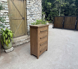 Solid Wood 5 Drawer Dresser <b>Rustic</b> Storage <b>Cabinet</b> Brown Wooden Chest for Bedroom Living Room - Product Image 4
