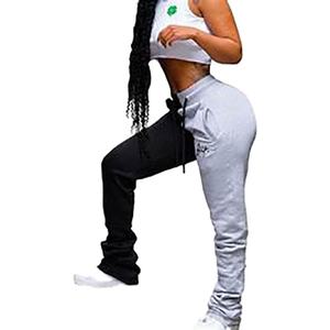 Vente en gros 100% Vêtements de sport personnalisés de haute qualité 2 tons pour femmes Maigre Taille haute Séchage rapide Contraste Couleur Joggers empilés - Product Image 1