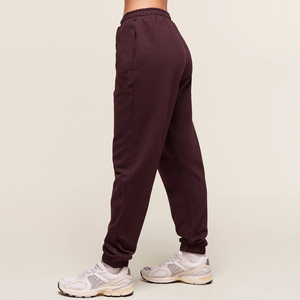 Pantalon de jogging tricoté pour femme, taille mi-haute, coupe droite, couleur cerise, décontracté, doux et confortable - Product Image 3