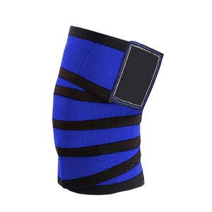 Bandes de protection pour genoux en caoutchouc naturel/PVC élastique de haute qualité, fermeture à boucle auto-agrippante pour la musculation et l'haltérophilie - Product Image 1