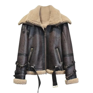 Blouson d'hiver en cuir de mouton teint long pour femme, design fonctionnel en fourrure, doublure en soie automne/hiver, résistant - Product Image 6