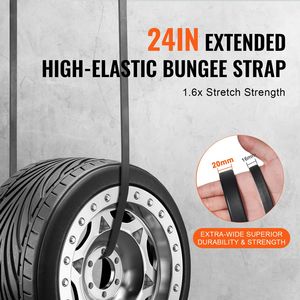 Cinghie Elastiche con Ganci a S in Acciaio Resistente da 20mm, Set da 10 Pezzi, Corda Elastica da 24 Pollici, Accessori per il Controllo del Carico - Product Image 2