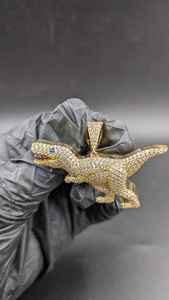 Colgante de Dinosaurio con Incrustaciones de Moissanita, Chapado en Oro con Plata 925, para Joyería Fina, Colgantes y Dijes - Product Image 6