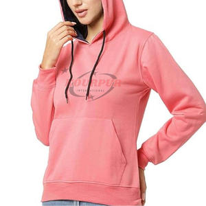 Sudadera con Capucha Rosa para Mujer, de Algodón, Estilo Casual, Color Sólido, con Logotipo Frontal, con Bolsillos, Corte Regular, para Otoño - Product Image 6