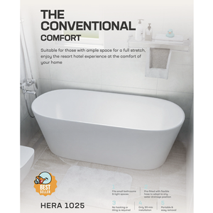Baignoire autoportante moderne en acrylique Hera de haute qualité, avec drain central blanc, garantie 2 ans, idéale pour hôtel et maison - Product Image 4