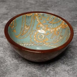 Juego de tazones de madera pura de alta calidad con borde de cuentas estilo bohemio, plato de madera natural sin recubrimiento - Product Image 5